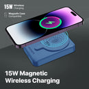 PROMATE 10000mAh SuperCharge Magsafe Wireless Charging PowerBank Perfect for iPhones & Apple Watch. 15W Magsafe Charger. 3W Apple Watch Charger. 20W PD USB-C Port. SLim & Compact. Blue Colour. - Office Connect 2018