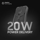 PROMATE 10000mAh SuperCharge Magsafe Wireless Charging PowerBank Perfect for iPhones & Apple Watch. 15W Magsafe Charger. 3W Apple Watch Charger. 20W PD USB-C Port. SLim & Compact. Black Colour. - Office Connect 2018
