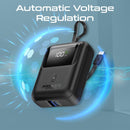 PROMATE 10000mAh Ultra Compact 35W SuperSpeed Power Bank with Built-in USB-C & Lightning Cables. 35W PD, USB-C In/Out. LED Battery Display. Automatic Voltage Regulation. Black Colour. - Office Connect 2018