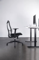 BRATECK Office Chair with Ergonomic & Breathable Mesh Back. Pneumatic Seat-Height Adjustment. Adjustable Tilt-back, Lumbar Cushion. PU Hooded Casters. Seat Adjust. Black Colour. - Office Connect 2018