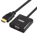 UNITEK HDMI to VGA Converter with Audio. 17cm Cable Length. Convert Signal from HDMI to VGA. Supports Resolution up to Full HD 1080p. Supports 3D, 24K Gold-Plated Connector. Plug and play - Office Connect 2018