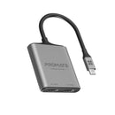 PROMATE 4K USB-C Connector to Dual HDMI Adapter. Compatible with All USB-C Output Devices Including Win, iOS, & Android. Easy Plug & Play. Grey - Office Connect 2018