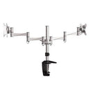 BRATECK 13"-27" Dual Monitor Desk Mount. Max Load: 8kg per Arm. Extend,Tilt and Swivel. Max Arm Extension - 427mm. VESA 75x75 & 100x100. Colour Metalic Grey - Office Connect 2018