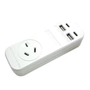 JACKSON 3.4A Portable Powerboard. Includes 2x USB-A & 2x USB-C Ports Plus 1x 3-Pin Socket. 230-240Vac, 50Hz, 10A. Charge 4x Devices Simultaneously. Compact Design. For Indoor Use Only. 1m Power Lead. - Office Connect 2018