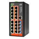 CTC UNION 16 Port Fast Ethernet Managed Switch.-10~60C. 16x 10/100Base-T(X), + 4x 100/1000 Base-X SFP (Total 20x ports). Power consumption V DC/W:12/10.8,24/10.6, & 48/12.5. Dinmount kit incl. - Office Connect 2018