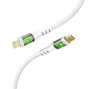 PROMATE 1.2m USB-C to Lightning Cable with Transparent Connectors & LED''s. Supports 27W PD. 25000+ Bend Lifespan. Supports Data & Charge. Gold Plated Connectors. Durable Nylon Braided Cable. White Colour. - Office Connect 2018