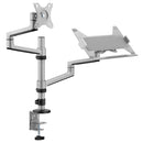 BRATECK 17"-32" Dual Arm Premium Articulating Monitor Arm & PC Tray. Arm Extension 466mm, Built-in Cable Management, Detachable VESA Plate. Desk Clamp & Grommet Mounting Inc. Matte Grey Colour. - Office Connect 2018