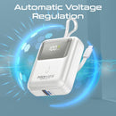 PROMATE 10000mAh Ultra Compact 35W SuperSpeed Power Bank with Built-in USB-C & Lightning Cables. 35W PD, USB-C In/Out. LED Battery Display. Automatic Voltage Regulation. White Colour. - Office Connect 2018