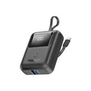 PROMATE 10000mAh Ultra Compact 35W SuperSpeed Power Bank with Built-in USB-C & Lightning Cables. 35W PD, USB-C In/Out. LED Battery Display. Automatic Voltage Regulation. Black Colour. - Office Connect 2018