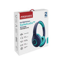 PROMATE Child-Safe Wireless Bluetooth Over-Ear Headphones. Up to 5 Hours Playback Time, Range 85-93dB. Built-in 300mAh Battery, 10m Operating Distance, Built-in Mic, Padded Ear Pads. Aqua Colour - Office Connect 2018