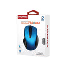 PROMATE EZGrip Ergonomic Wireless Mouse with Quick Forward/Back Buttons. 800/1200/1600Dpi, 10m Working Range, Easy Plug & Play, 1x AA Battery, Nano Reciever, Compatible with Mac & PC. Blue