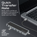 PROMATE 12-in-1 Multi-Port Hub. Includes 4x USB-A & 1x USB-C PD Port, 2x HDMI Ports, 1x RJ45 Gig Port, 1x Display Port, SD/TF Card Slots, 1x Aux Port. Silver/Black Colour. - Office Connect 2018