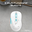 PROMATE Rechargeable Wireless Mouse with BT & RF Connectivity. 800/1200/1600Dpi. Built-in 500mAh Battery. Range Up to 10m. 50cm Charging Cable. USB-C Port. 6x Fully Fuctional Buttons. White - Office Connect 2018
