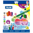 Milan Coloured Pencils Triangular Maxi Pack 12 Assorted Colours - Office Connect 2018