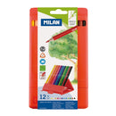 Milan Flexibox Coloured Pencils Triangular Pack 12 Assorted Colours - Office Connect 2018