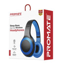 PROMATE Deep Base Bluetooth V5.0 Wireless Over-ear Headphones. Up to 5 Hours Playback, Built-in 200mAh Battery. 10m Operating Distance. Exceptional hi-res Driver Blue Colour. - Office Connect 2018