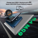 PROMATE 65W Quick Charging In-Car Adapter for Tablets & Smartphones. 65W PD USB-C Port for PC & Tablets, Quick Charge (QC) USB-A Port, Transparent Design, Super-Mini Small Adapter. - Office Connect 2018