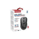 PROMATE Rechargeable Wireless Mouse with BT & RF Connectivity. 800/1200/1600Dpi. Built-in 500mAh Battery. Range Up to 10m. 50cm Charging Cable. USB-C Port. 6x Fully Fuctional Buttons. Black - Office Connect 2018
