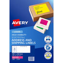 Avery Shipping Label L7163FP Flo Pink Laser 99.1x38.1mm 14up 25 Sheets - Office Connect 2018