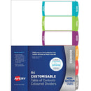 Avery Customisable Table Of Contents A4 Days Of Week 6 Tab Coloured - Office Connect 2018