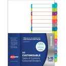 Avery Customisable Table Of Contents A4 1-15 Tabs Coloured L7411-15 - Office Connect 2018
