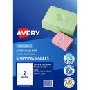Avery Shipping Label L7566 Crystal Clear 199.6x143.5mm 2up 25 Sheets - Office Connect 2018