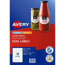 Avery Label L7102 Oval White Glossy 18up 10 Sheets 63x42mm - Office Connect 2018