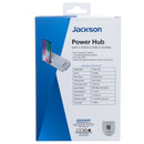 JACKSON 10A Power Hub with 2x USB-A, 2x USB-C Ports & 2x 3Pin Power Outlets. Integrated Phone Stand. Surge Protection. Indicator Light. Cable Management. 1.2m Lead with Right Angle Plug. - Office Connect 2018
