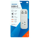 JACKSON 3.4A Portable Powerboard. Includes 2x USB-A & 2x USB-C Ports Plus 1x 3-Pin Socket. 230-240Vac, 50Hz, 10A. Charge 4x Devices Simultaneously. Compact Design. For Indoor Use Only. 1m Power Lead. - Office Connect 2018