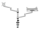 BRATECK 17"-32" Dual Arm Premium Articulating Monitor Arm & PC Tray. Arm Extension 466mm, Built-in Cable Management, Detachable VESA Plate. Desk Clamp & Grommet Mounting Inc. Matte Grey Colour. - Office Connect 2018