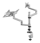 BRATECK 17"-32" Dual Arm Premium Articulating Monitor Arm & PC Tray. Arm Extension 466mm, Built-in Cable Management, Detachable VESA Plate. Desk Clamp & Grommet Mounting Inc. Matte Grey Colour. - Office Connect 2018