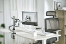 BRATECK 17"-32" Dual Arm Premium Articulating Monitor Arm & PC Tray. Arm Extension 466mm, Built-in Cable Management, Detachable VESA Plate. Desk Clamp & Grommet Mounting Inc. Matte Grey Colour. - Office Connect 2018