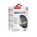 PROMATE Ergonomic Silent Click Wireless Mouse with up to 2200 DPI. 10m Working Range. Plug & Play. Supports 1200/1600/2200 DPI High Precision. Amidextrous Design. Gold Colour. - Office Connect 2018