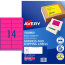 Avery Shipping Label L7163FP Flo Pink Laser 99.1x38.1mm 14up 25 Sheets - Office Connect 2018