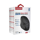 PROMATE Ergonomic Silent Click Wireless Mouse with up to 2200 DPI. 10m Working Range. Plug & Play. Supports 1200/1600/2200 DPI High Precision. Amidextrous Design. Black Colour. - Office Connect 2018