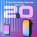 PROMATE 20W Wireless HD Bluetooth Portable Speaker with LED Lighting. Built-in 4000mAh Battery, Up to 8 Hours Playback, Built-in Sillicone Handle, Connect 2x SPECTRO-20 for Stereo Sound, IPX5 Water-Resist. - Office Connect 2018