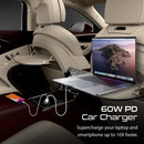 PROMATE Micro In-Car Charger with 60W Power Delivery & QC 3.0. Includes 1x USB-C & 1x USB-A Ports. Universal Compatibility with Laptop, Smartphone, Tablet, & Most Other USB Devices. Black Colour. - Office Connect 2018