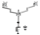 BRATECK 17"-32" Dual Arm Premium Articulating Monitor Mount. Arm Extension 447mm, Built-in Cable Management, Detachable VESA Plate. Desk Clamp & Grommet Mounting Inc. Matte Grey Colour. - Office Connect 2018