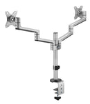 BRATECK 17"-32" Dual Arm Premium Articulating Monitor Mount. Arm Extension 447mm, Built-in Cable Management, Detachable VESA Plate. Desk Clamp & Grommet Mounting Inc. Matte Grey Colour. - Office Connect 2018