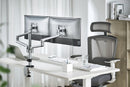 BRATECK 17"-32" Dual Arm Premium Articulating Monitor Mount. Arm Extension 447mm, Built-in Cable Management, Detachable VESA Plate. Desk Clamp & Grommet Mounting Inc. Matte Grey Colour. - Office Connect 2018