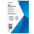 JACKSON Single Plug USB Wall Charger, 2x USB Charging Outlets (2.1A total) Power status indicator and a 240V mains outlet. - Office Connect 2018