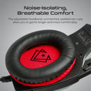 VERTUX Gaming High Fidelity Surround Sound Wired Over-ear Headset with High Grade Retractable Microphone.Noise Reduction Earpads. Adjustable Headband. Finely Tuned 40mm Drivers.3.5mm Input. Black/Red - Office Connect 2018