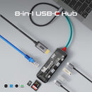 PROMATE 8-in-1 USB Multi-Port Hub with USB-C Connector. Includes 100W PD, 4K HDMI Port, RJ45 Port, USB-A 3.0 Ports. Transparent - Office Connect 2018