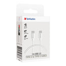 Verbatim Essentials Charge & Sync USB-C to USB-C Cable 1m White - Office Connect 2018