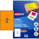 Avery Shipping Label L7168FO Fluoro Orange Laser 199.6x143.5mm 2 Up 10 Shts - Office Connect 2018