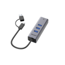 UNITEK 4-in-1 USB Multi-port Hub with 2-in-1 Connectors (USB-C & USB-A). Includes 3x USB-A 3.0 Ports, 1x Gigabit Ethernet RJ45 Port, Plug & Play. AluminiumIn Alloy Housing. Space Grey Colour. - Office Connect 2018