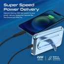 PROMATE 10000mAh Magnetic Qi 15W Wireless Charging Power Bank. USB-C Input, USB-C (20W PD) & USB-A Ports. MagSafe Case Compatible. Portrait/Landscape Kick Stand. Multi Device Charging. Blue - Office Connect 2018