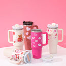 40 Oz Tumbler With Handle Straw Insulated, Stainless Steel Spill Proof Vacuum Coffee Cup Tumbler With Lid Tapered Mug Gifts For Valentine Lover Suitable For Car Gym Office Travel - Office Connect 2018