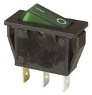 Rocker Switch Illuminated Green SPST 15A 240VAC - Office Connect