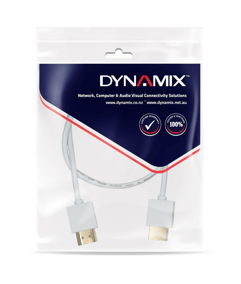 DYNAMIX 0.5M HDMI WHITE Nano High Speed With Ethernet - Office Connect